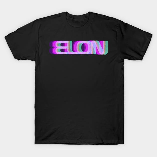 ELON Retro Glitch Trippy T-Shirt by Adaba